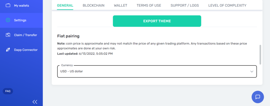 Yoroi Wallet currency pairing